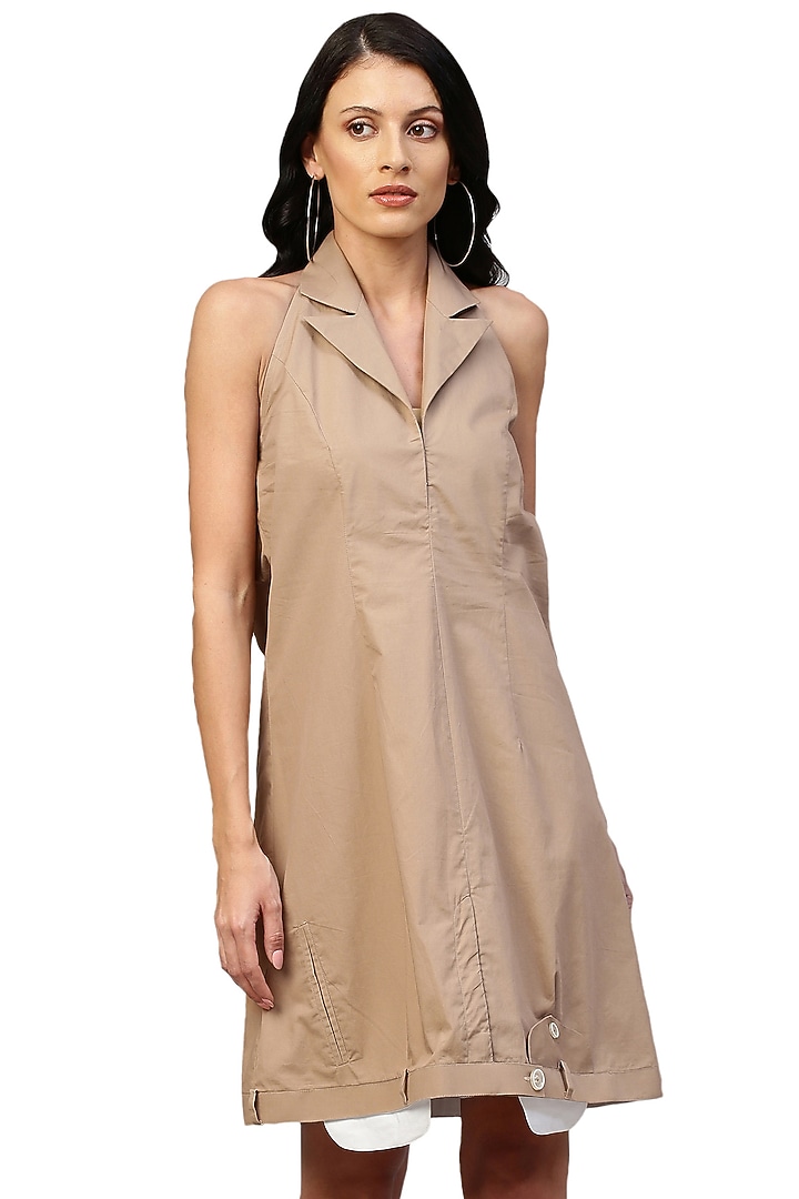 Khaki Poplin Summer Dress by ECHKE at Pernia's Pop Up Shop