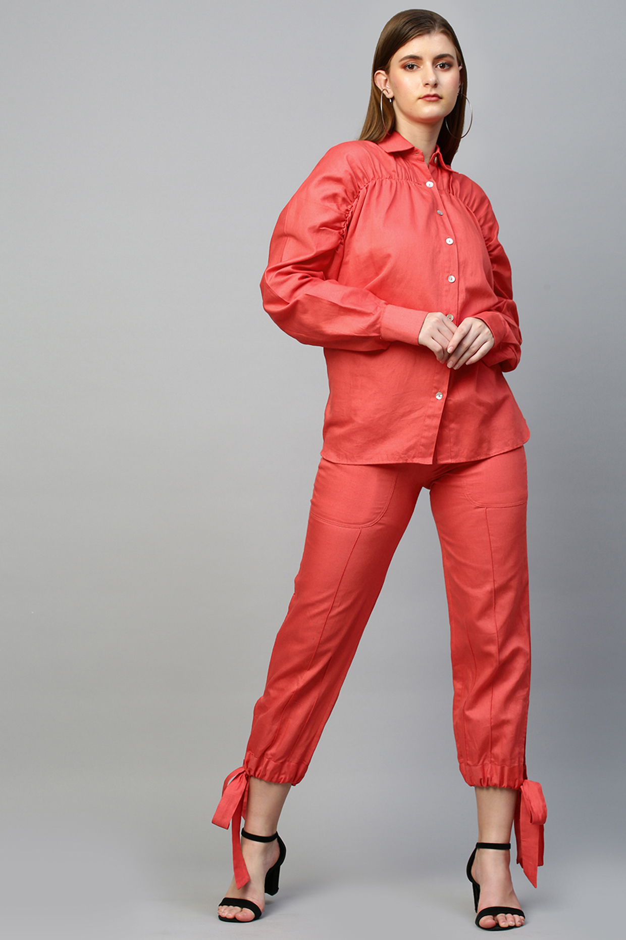 Coral Linen Pant Set by ECHKE