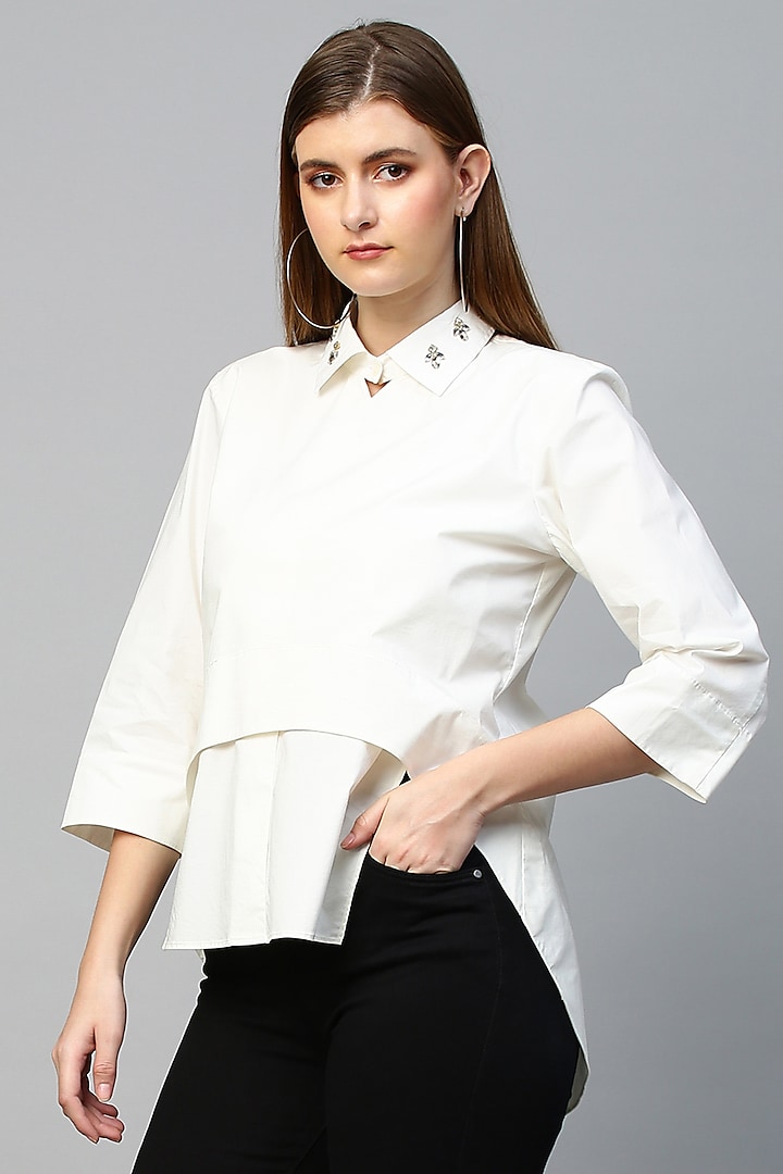White Embroidered Top by ECHKE