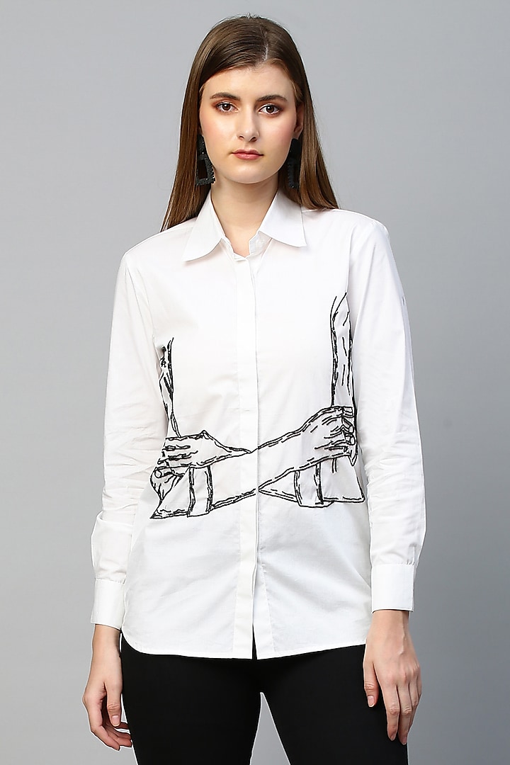 White Blended Shirt by ECHKE