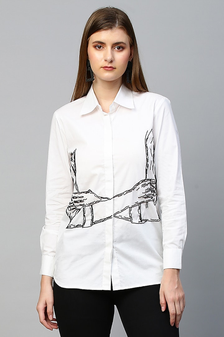 White Blended Shirt by ECHKE at Pernia's Pop Up Shop