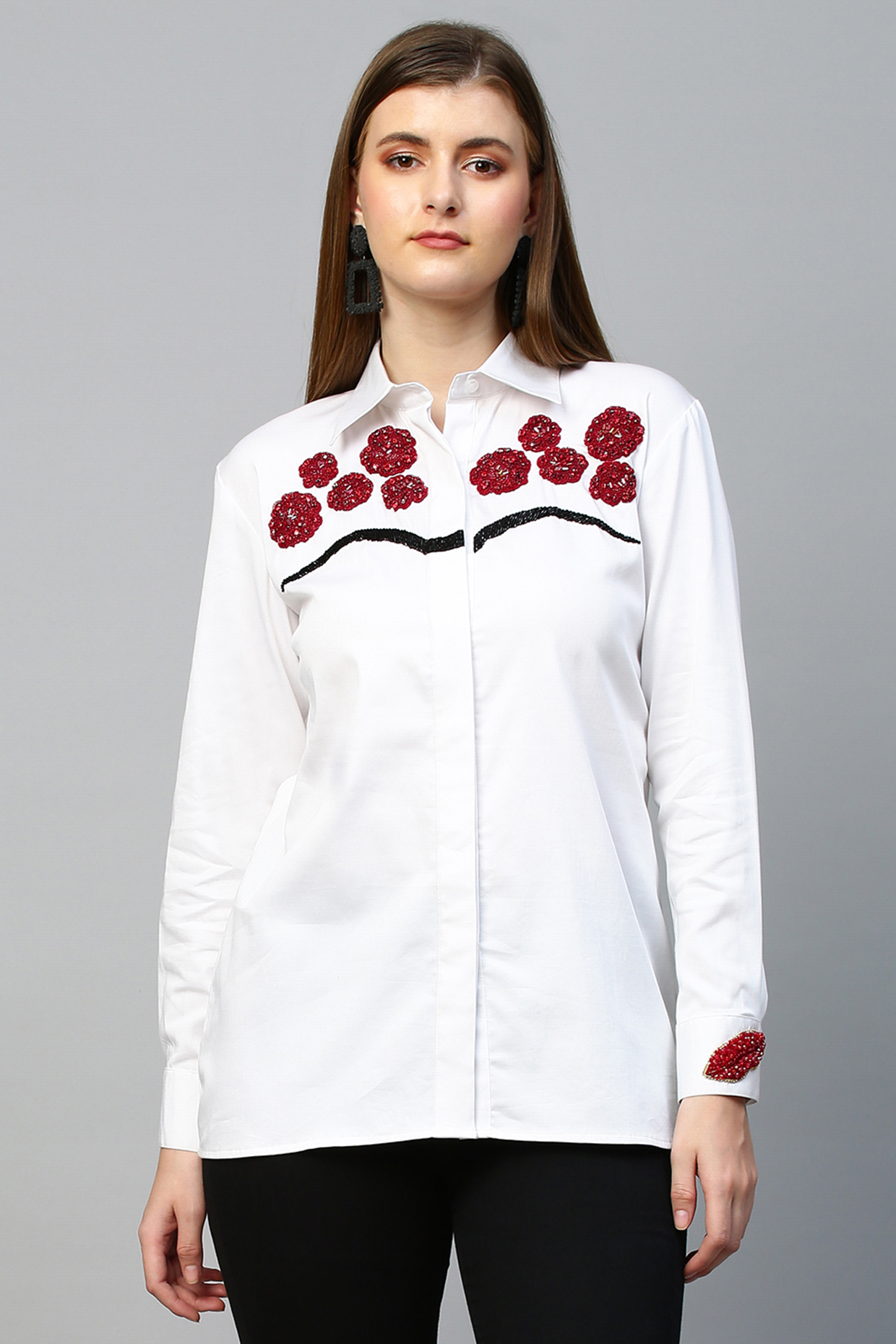 Eé embroidery big long tee baby pink | épine