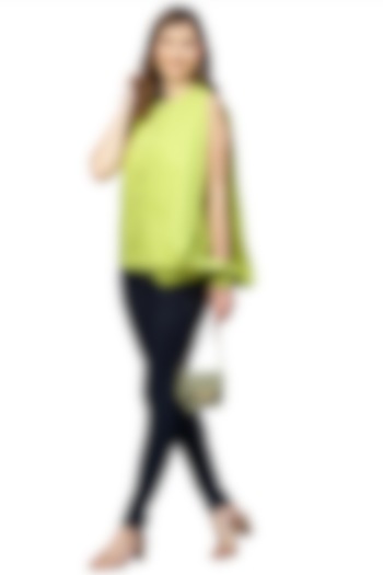 Lime Green Poplin Shirt by ECHKE at Pernia's Pop Up Shop