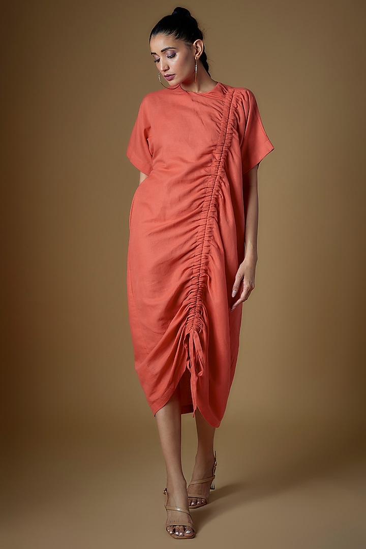 Coral Linen Dress by ECHKE at Pernia's Pop Up Shop