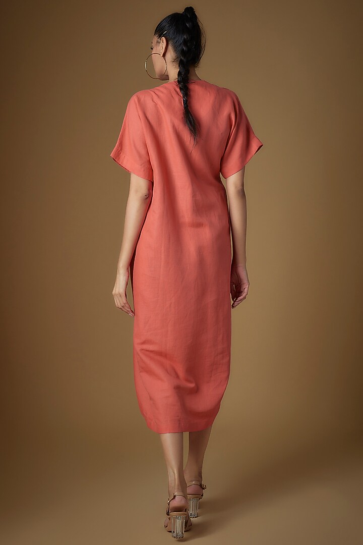 Coral Linen Summer Dress by ECHKE at Pernia's Pop Up Shop