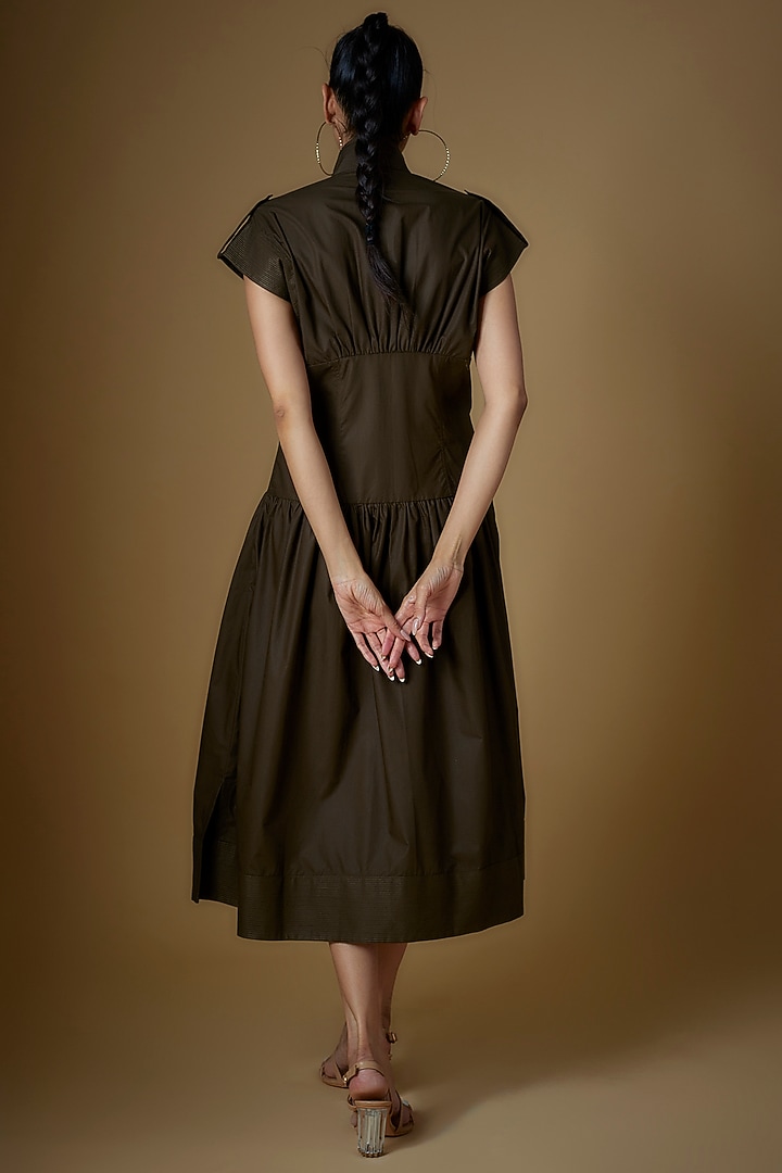 Chocolate Brown Cotton Blend Midi Summer Dress by ECHKE at Pernia's Pop Up Shop