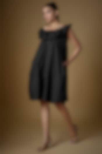 Black Cotton Blend Dress by ECHKE