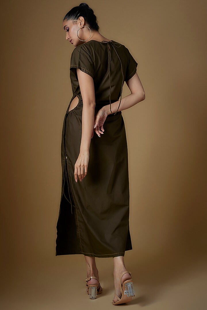 Brown Cotton Blend Maxi Summer Dress by ECHKE at Pernia's Pop Up Shop