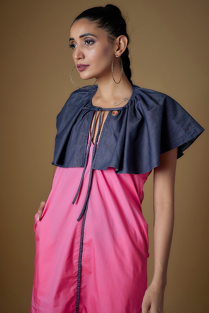 Pink & Denim Cotton Blend Summer Dress by ECHKE at Pernia's Pop Up Shop