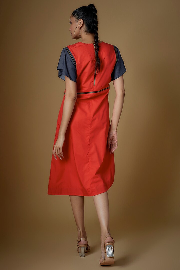Coral Cotton Blend Summer Dress by ECHKE at Pernia's Pop Up Shop