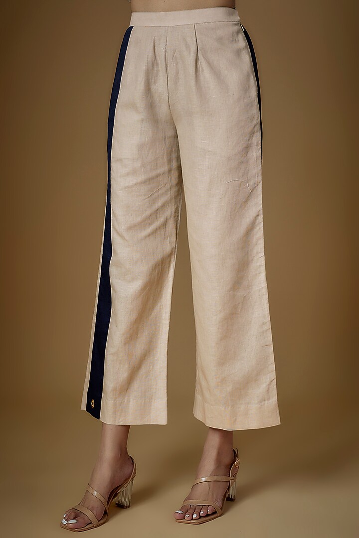 Ecru & Blue Linen Co-Ord Set by ECHKE at Pernia's Pop Up Shop
