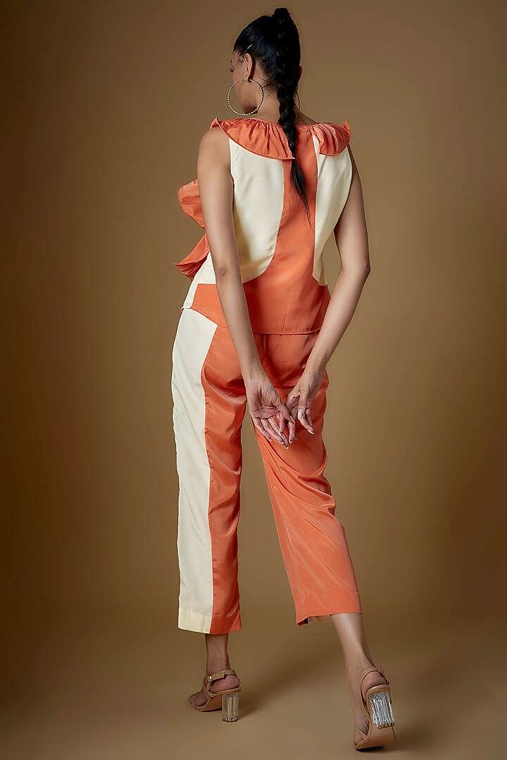 Coral Synthetic Color Blocked Co-Ord Set by ECHKE at Pernia's Pop Up Shop