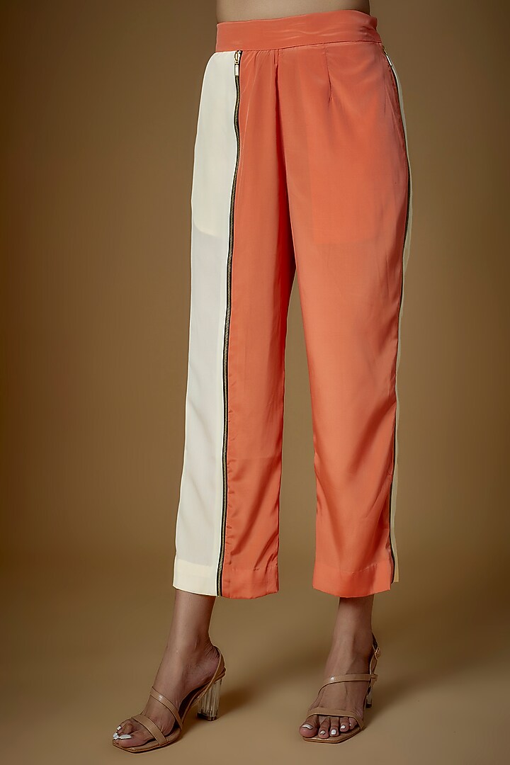 Coral Synthetic Color Blocked Co-Ord Set by ECHKE at Pernia's Pop Up Shop