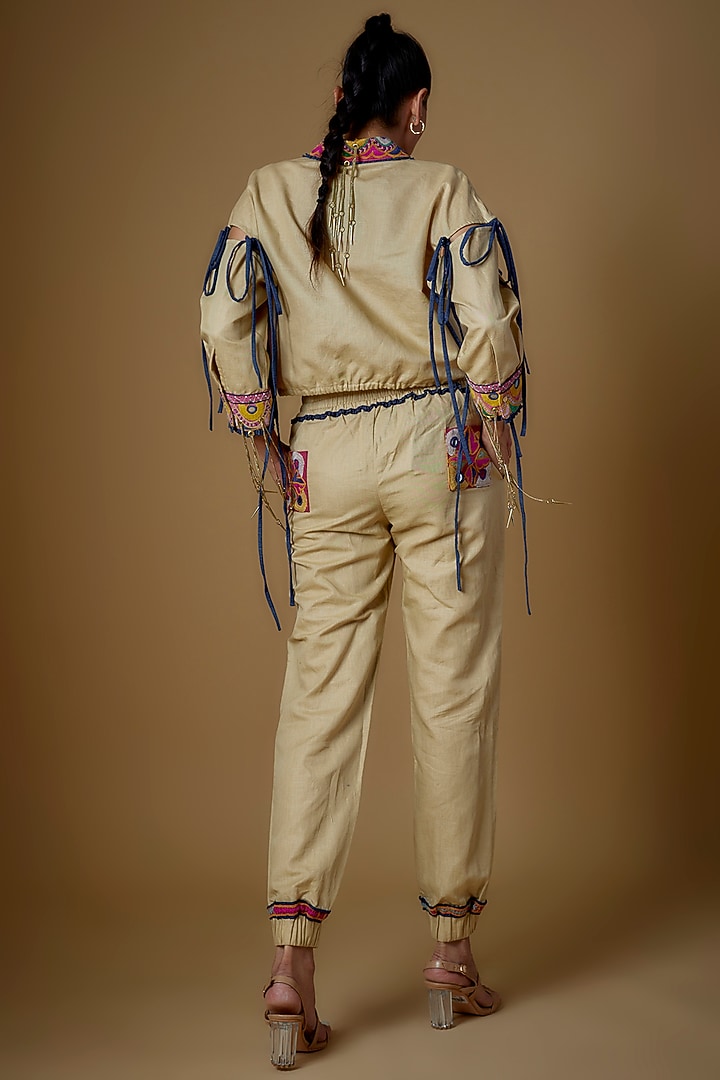 Khaki & Denim Linen Co-Ord Set by ECHKE at Pernia's Pop Up Shop