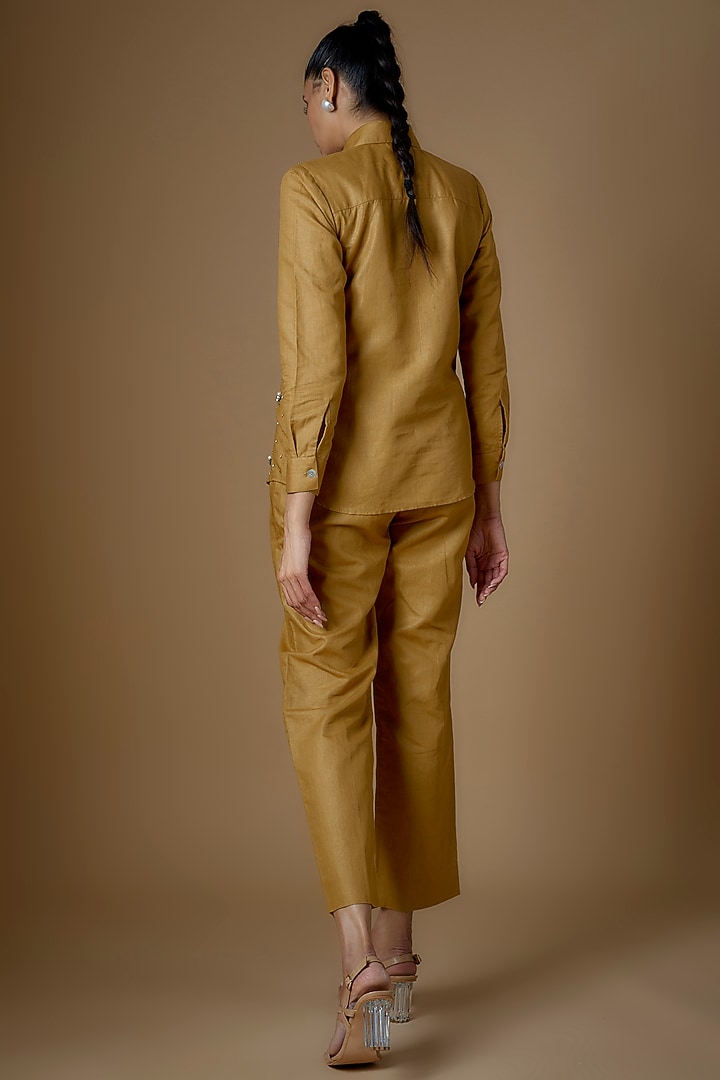 Ochre Yellow Linen Co-Ord Set by ECHKE at Pernia's Pop Up Shop