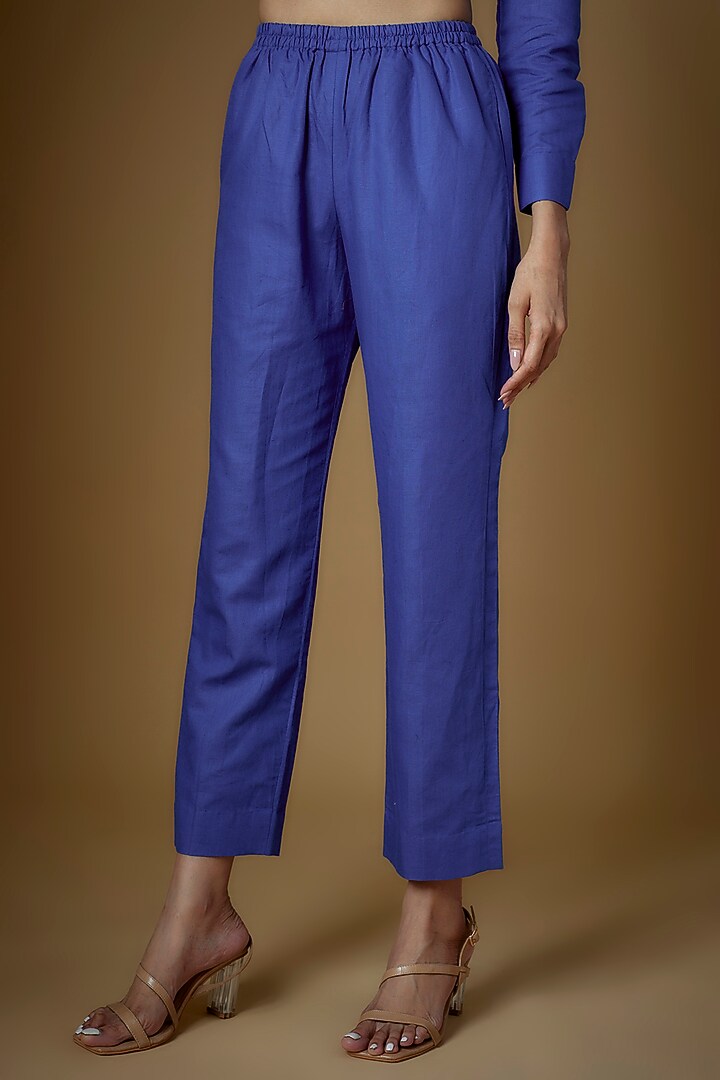 Ink Blue Linen Co-Ord Set by ECHKE at Pernia's Pop Up Shop