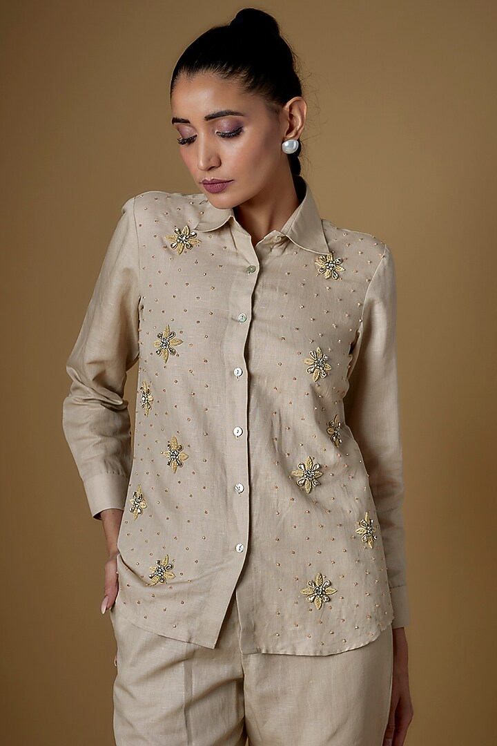 Ecru Linen Co-Ord Set by ECHKE at Pernia's Pop Up Shop