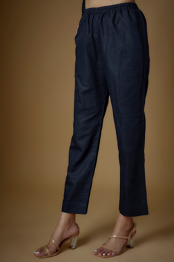 Navy Blue Linen Co-Ord Set by ECHKE at Pernia's Pop Up Shop
