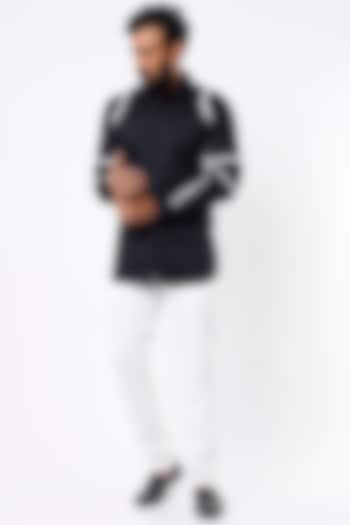 Black & White Striped Party Wear Shirt by ECHKE Men at Pernia's Pop Up Shop