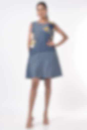 Denim Blue A-Line Summer Dress by ECHKE at Pernia's Pop Up Shop