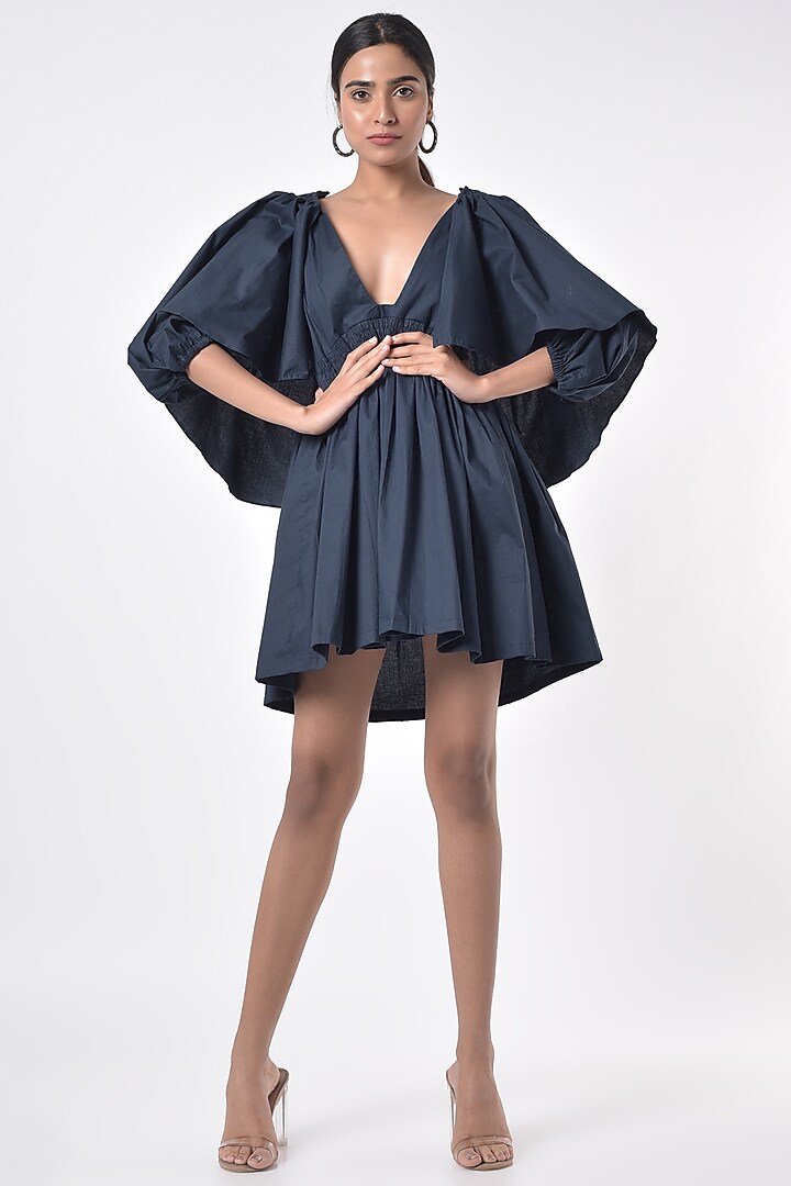 Deep Blue Elasticated Summer Dress by ECHKE at Pernia's Pop Up Shop