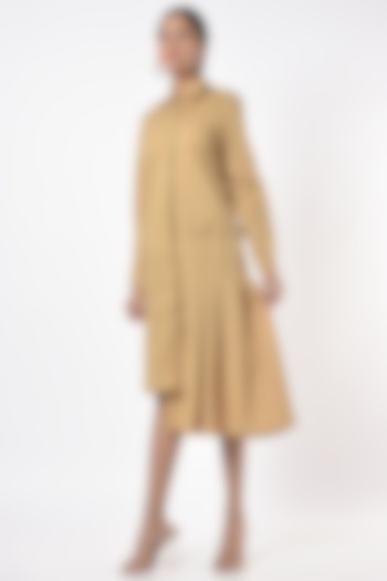 Khaki Summer Shirt Dress by ECHKE at Pernia's Pop Up Shop