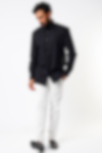 Black Cotton Blend Party Wear Shirt by ECHKE Men at Pernia's Pop Up Shop