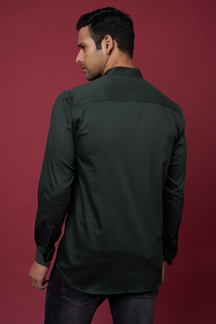 Dark Green Cotton Blend Party Wear Shirt by ECHKE Men at Pernia's Pop Up Shop