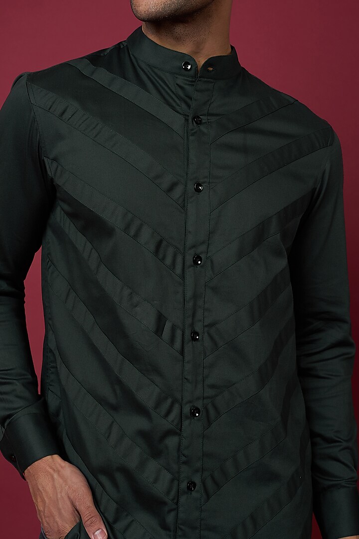 Dark Green Cotton Blend Party Wear Shirt by ECHKE Men at Pernia's Pop Up Shop