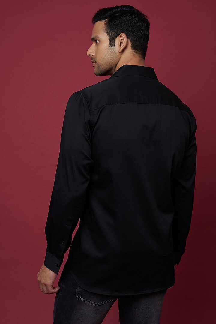 Black Cotton Blend Party Wear Shirt by ECHKE Men at Pernia's Pop Up Shop
