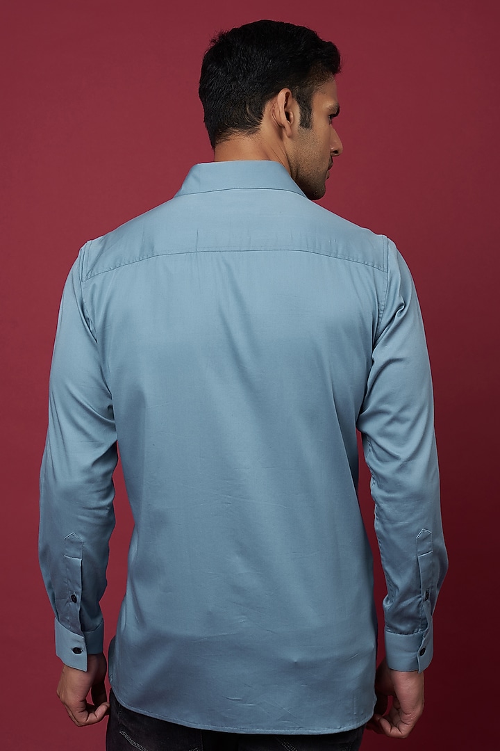 Light Blue Cotton Blend Party Wear Shirt by ECHKE Men at Pernia's Pop Up Shop