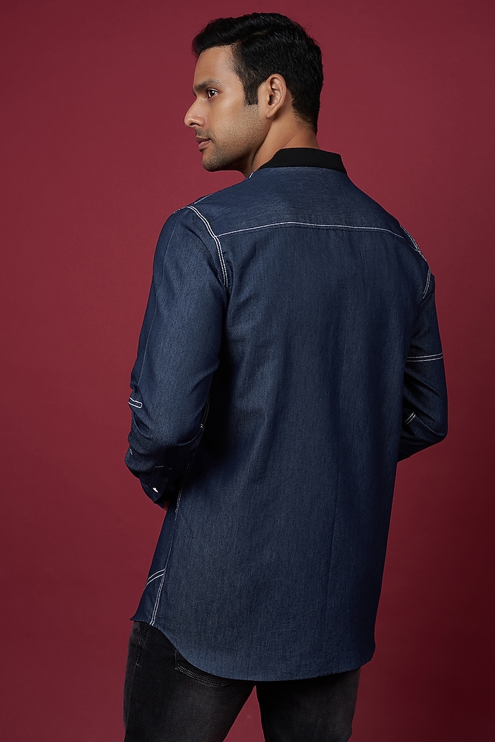 Denim Shirt Denim Party Outfit Male Blue Designer Denim Shirts