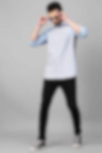 Blue Cotton Blend Party Wear Shirt by ECHKE Men at Pernia's Pop Up Shop