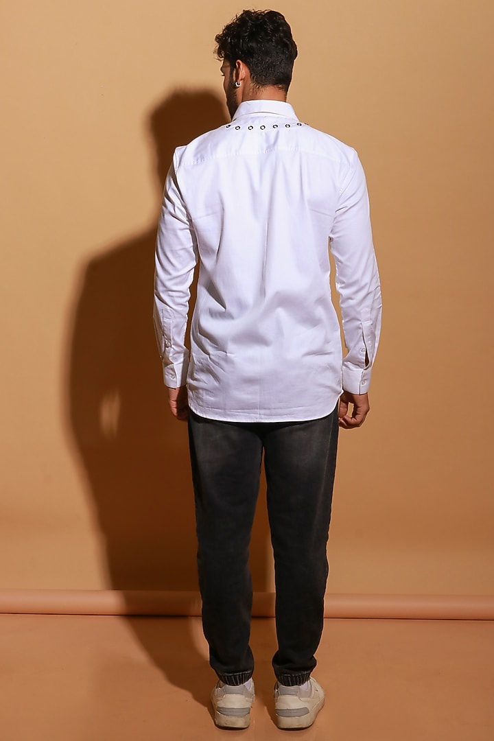 White Lycra Party Wear Shirt by ECHKE Men at Pernia's Pop Up Shop