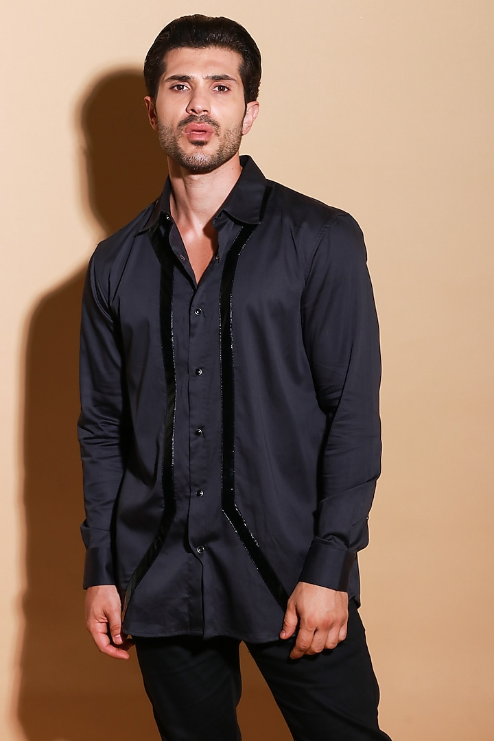 Black Lycra Shirt by ECHKE Men