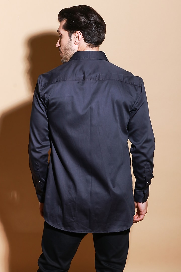 Black Lycra Party Wear Shirt by ECHKE Men at Pernia's Pop Up Shop