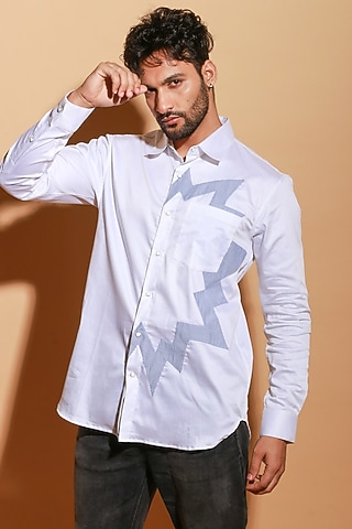 White Lycra Shirt by ECHKE Men