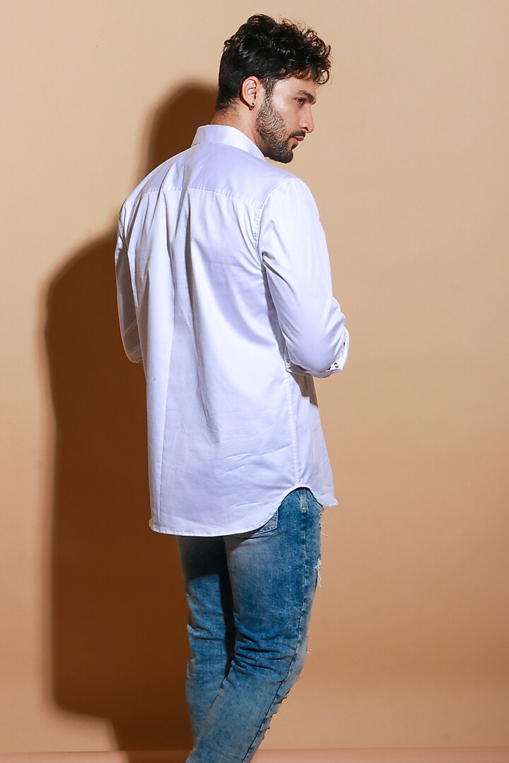 White Lycra Party Wear Shirt by ECHKE Men at Pernia's Pop Up Shop
