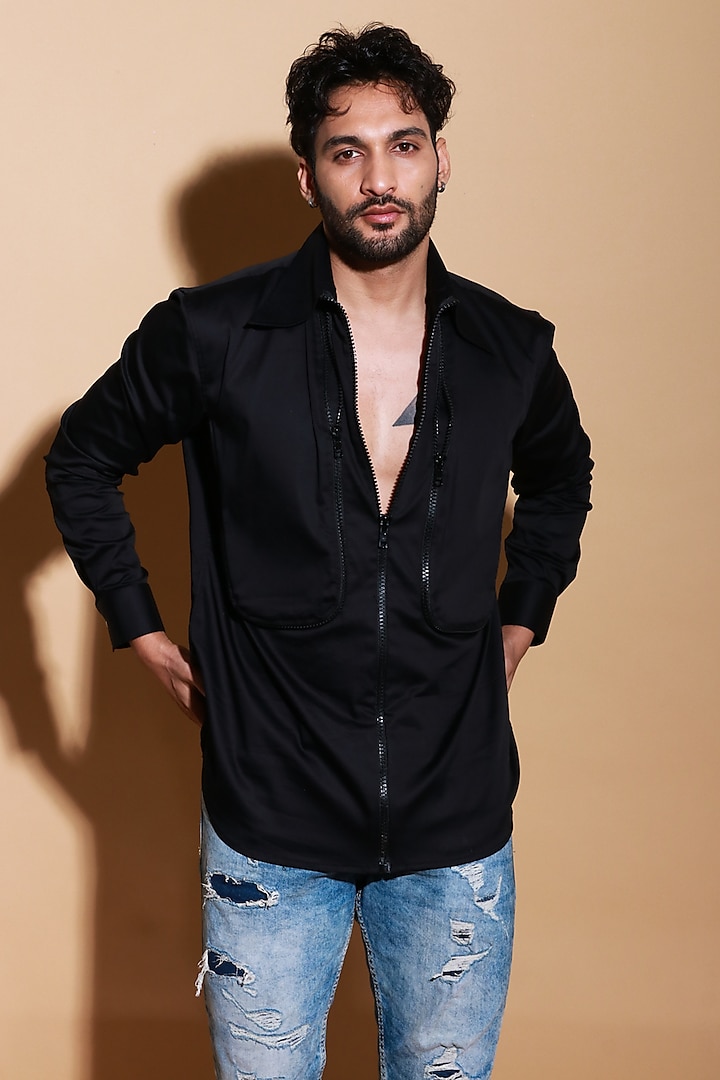 Black Lycra Shirt by ECHKE Men