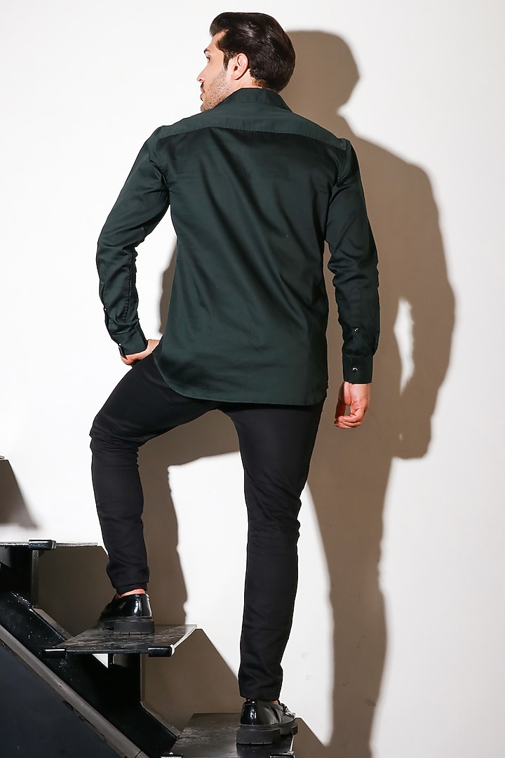 Green Lycra Party Wear Shirt by ECHKE Men at Pernia's Pop Up Shop