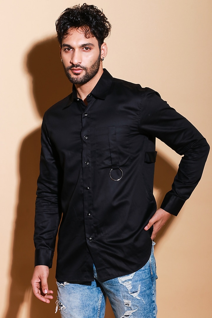 Black Lycra Shirt by ECHKE Men