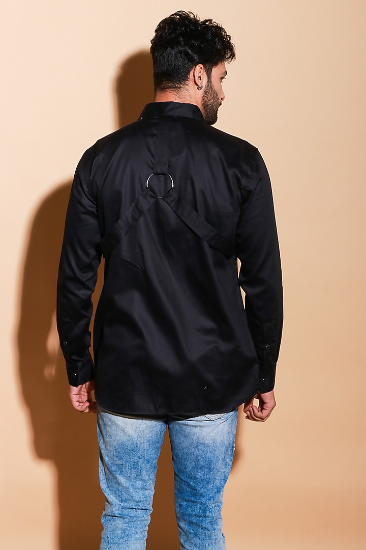 Black Lycra Party Wear Shirt by ECHKE Men at Pernia's Pop Up Shop