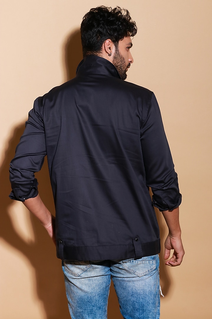 Dark Grey Lycra Party Wear Shirt by ECHKE Men at Pernia's Pop Up Shop