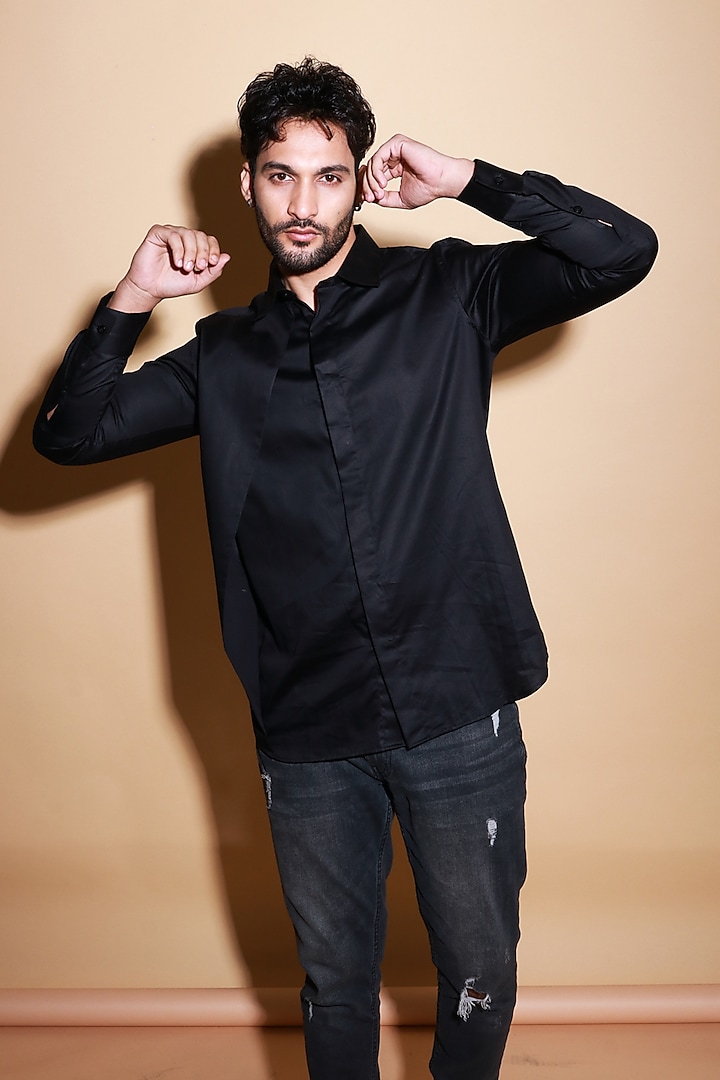 Black Lycra Shirt by ECHKE Men