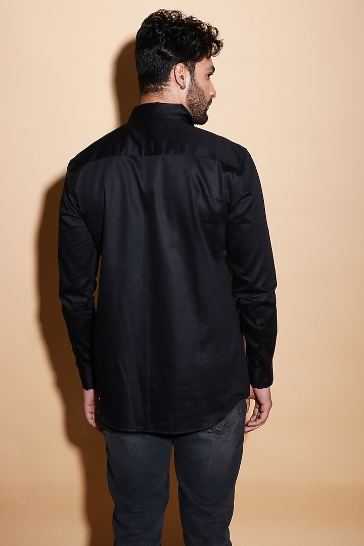 Black Lycra Party Wear Shirt by ECHKE Men at Pernia's Pop Up Shop