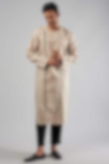 Ecru Linen Kurta Set by ECHKE Men