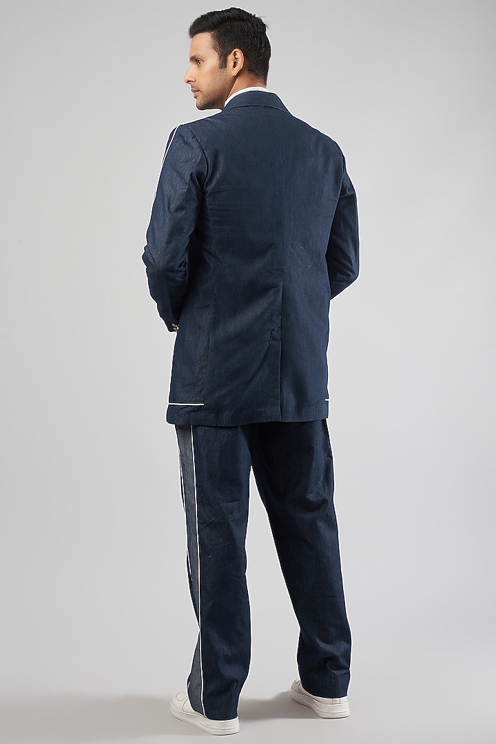 Blue Denim Blazer Set by ECHKE Men at Pernia's Pop Up Shop