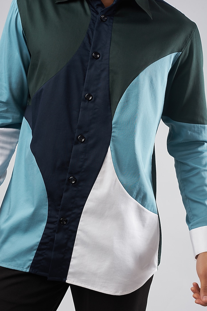Multi-Colored Cotton Blend Party Wear Shirt by ECHKE Men at Pernia's Pop Up Shop