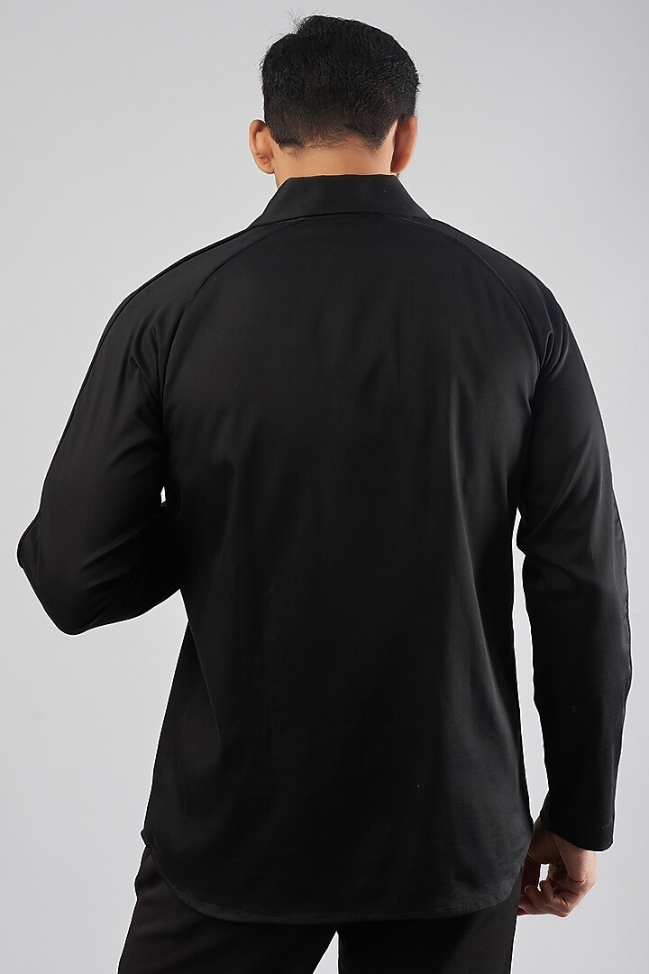 Black Cotton Blend Party Wear Shirt by ECHKE Men at Pernia's Pop Up Shop