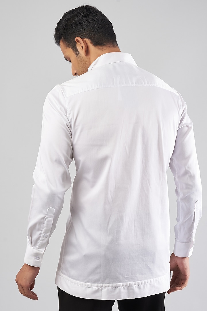 White Cotton Blend Party Wear Shirt by ECHKE Men at Pernia's Pop Up Shop